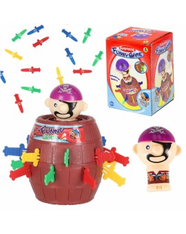 Gra zręcznościowa Szalony Pirat w beczce Ukłuj pirata 9 x 9 x 12,5 cm