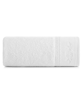 Ręcznik do rąk 30x50 cm bawełniany kolor biały z koronką oraz subtelnym haftem 500 g/m2 SISI