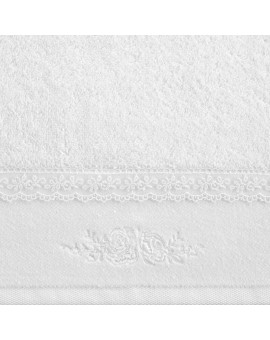 Ręcznik do rąk 30x50 cm bawełniany kolor biały z koronką oraz subtelnym haftem 500 g/m2 SISI Eurofirany | Time- 2