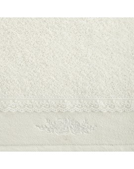 Ręcznik kąpielowy 70x140 cm bawełniany kolor kremowy z koronką oraz subtelnym haftem 500 g/m2 SISI Eurofirany | Time- 2