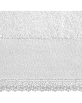 Ręcznik do rąk 30x50 cm bawełniany kolor biały z koronkową bordiurą 500 g/m2 EMI Eurofirany | Time- 2