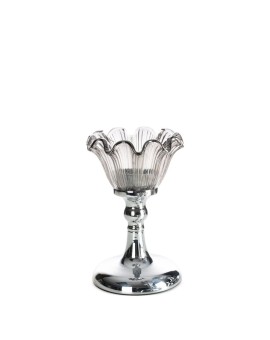 świecznik Dekoracyjny Adena (01) O 11 X 17 Cm Srebrny