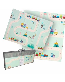 Mata edukacyjna piankowa dwustronna składana pandy ulica 180 x 200cm