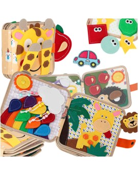 Książeczka sensoryczna edukacyjna filcowa 3D manipulacyjna ruchome elementy żyrafa