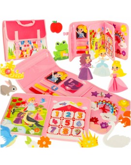 Tablica manipulacyjna sensoryczna montessori walizka plecak różowy