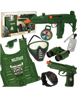 Zestaw wojskowy strój kamizelka karabin lornetka