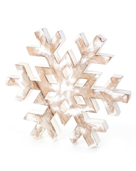 Figurka świąteczna z naturalnego drewna w kształcie śnieżynki