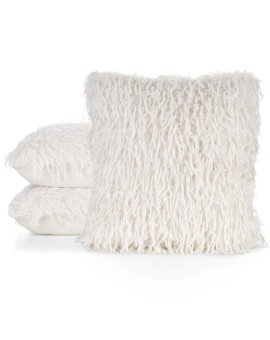 Poszewka na poduszkę 45x45 cm biała z miękkiego futerka ADORE Eurofirany | Time- 2