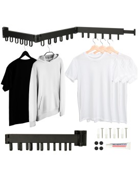 Suszarka na pranie wieszak ścienny naścienny składany teleskopowy czarny 18 haczyków 123cm