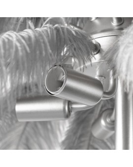 Lampa stojąca do salonu srebrna FERI na metalowej podstawie z efektownym abażurem z naturalnych strusich piór Eurofirany | Time-