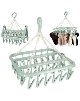 Wieszak suszarka na pranie na skarpetki bieliznę 32 klamerki niebieski