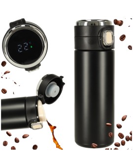 Kubek bidon termiczny z ustnikiem termos LED 350ml czarny