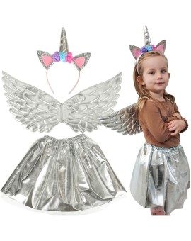 Kostium strój karnawałowy przebranie jednorożec spódnica opaska srebrny