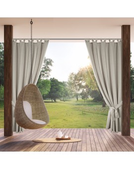Zasłona beżowa z wodoodpornej tkaniny idealna do ogrodu i na taras 155x260 cm szelki/rzep - GARDEN