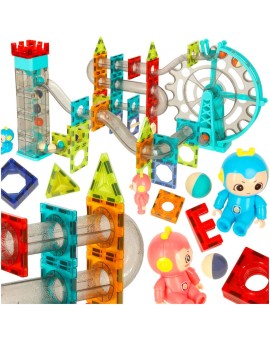 Klocki magnetyczne magnetic sticks marble tor kulkowy z dźwiękiem muzyką grający 118 elementów