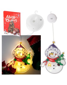 Lampki LED wisząca ozdoba dekoracja okna świąteczna przyssawka bałwan