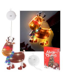 Lampki LED wisząca ozdoba dekoracja okna świąteczna przyssawka renifer