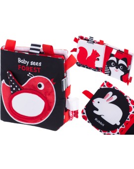 Książeczka sensoryczna gryzak metki kontrastowa las