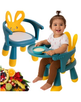 Krzesełko stolik do karmienia i zabawy żółto-niebieski