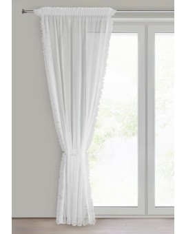 Firana biała z siateczki zdobiona na brzegach subtelną falbanką 140x270 cm taśma AGNESS Eurofirany | Time- 2