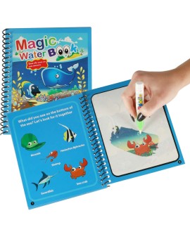 Kolorowanka książeczka wodna z mazakiem zwierzęta morskie niebieska