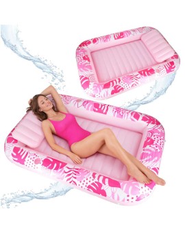 Materac dmuchany do pływania, leżak do opalania z poduszką 175cm różowy