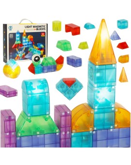 Klocki magnetyczne konstrukcyjne świecące elementy figury 3D 64 el.