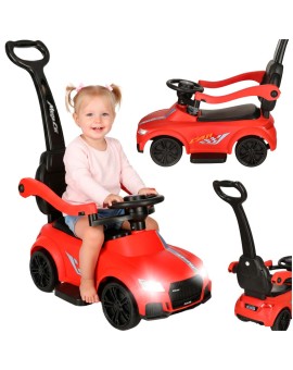 Jeździk pchacz samochód 3w1 z dźwiękiem światłami czerwony