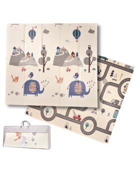 Mata edukacyjna piankowa dwustronna składana słonie las 180 x 200 cm