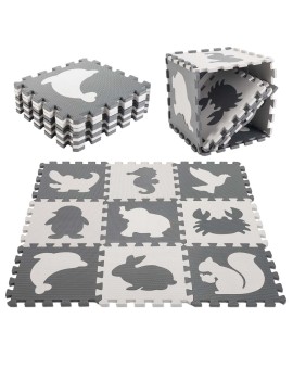 Mata edukacyjna dla dzieci piankowa puzzle szara 85 x 85 cm 9 elementów