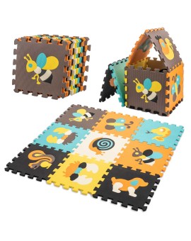 Mata edukacyjna piankowa puzzle zwierzątka kolorowa 85 x 85 cm 9 elementów