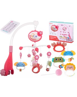 Karuzela projektor gwiazd do łóżeczka kołysanki różowa z pilotem