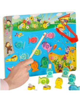 Gra drewniana rybki łowienie rybek na magnes pszczółki montessori