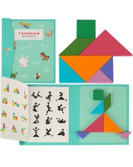 Tangram książeczka magnetyczna układanka montessori klocki gra logiczna 3D