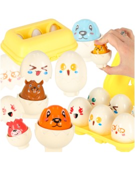 Układanka edukacyjna sorter dopasuj kształty jajka montessori zwierzątka 6 szt