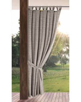 Zasłona brązowo, kremowa z wodoodpornej tkaniny idealna do ogrodu i na taras 155x220 cm szelki/rzep GARDEN Eurofirany | Time- 2