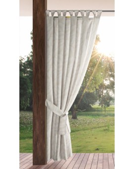 Zasłona biało, beżowa z wodoodpornej tkaniny idealna do ogrodu i na taras 155x240 cm szelki/rzep - GARDEN Eurofirany | Time- 2