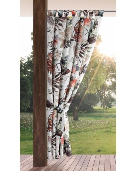 Zasłona biało, pomarańczowa z wodoodpornej tkaniny idealna do ogrodu i na taras 155x220 cm szelki/rzep - GARDEN Eurofirany | Tim