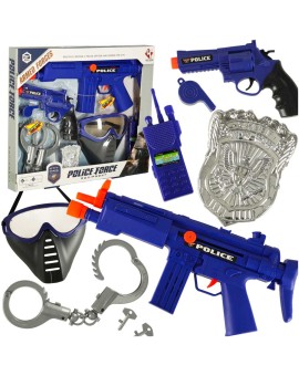 Zestaw policyjny małego policjanta pistolet karabin maska kajdanki akcesoria policyjne