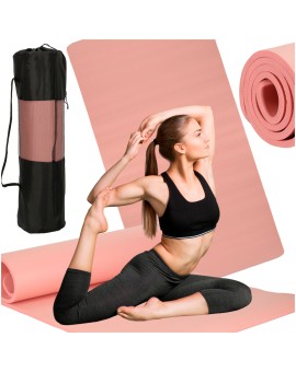 Mata do ćwiczeń jogi gimnastyczna treningowa fitness karimata gruba 1,5cm różowa + pokrowiec