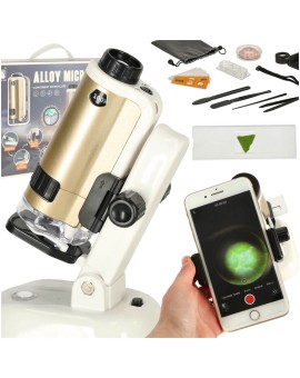 Mikroskop kieszonkowy szkolny edukacyjny naukowy mini LED akcesoria