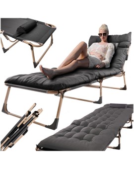 Łóżko polowe LUARO turystyczne składane leżak biznesowy 193 cm ciemny szary