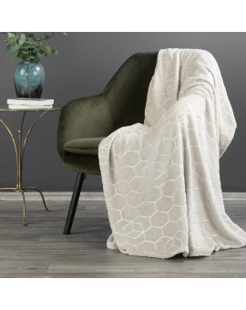 Koc 150x200 cm kremowy z geometrycznym nadrukiem MALIBU