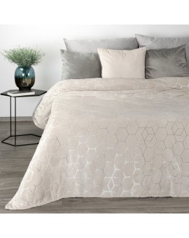 Koc 150x200 cm kremowy z geometrycznym nadrukiem MALIBU Eurofirany | Time- 2