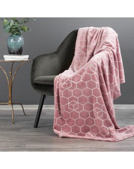 Koc 150x200 cm różowy z geometrycznym nadrukiem MALIBU