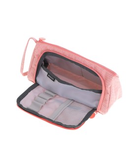 Piórnik szkolny dwukomorowy saszetka kosmetyczka rozkładany 3w1 różowy Kik Sp. z o. o. Sp. k. | Time- 2