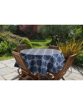 Okrągły obrus GARDEN na taras oraz balkon z wodoodpornej tkaniny w stylu marynistycznym Eurofirany | Time- 5