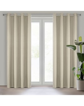 Zasłona ciemnobeżowa z matowej gładkiej tkaniny 140x250 cm przelotka - RITA