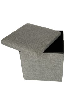 Pufa składana ze schowkiem otwierana do siedzenia podnóżek szary 38x38x38cm