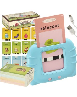 Nauka języka angielskiego czytnik kart do nauki słówek fiszki niebieski